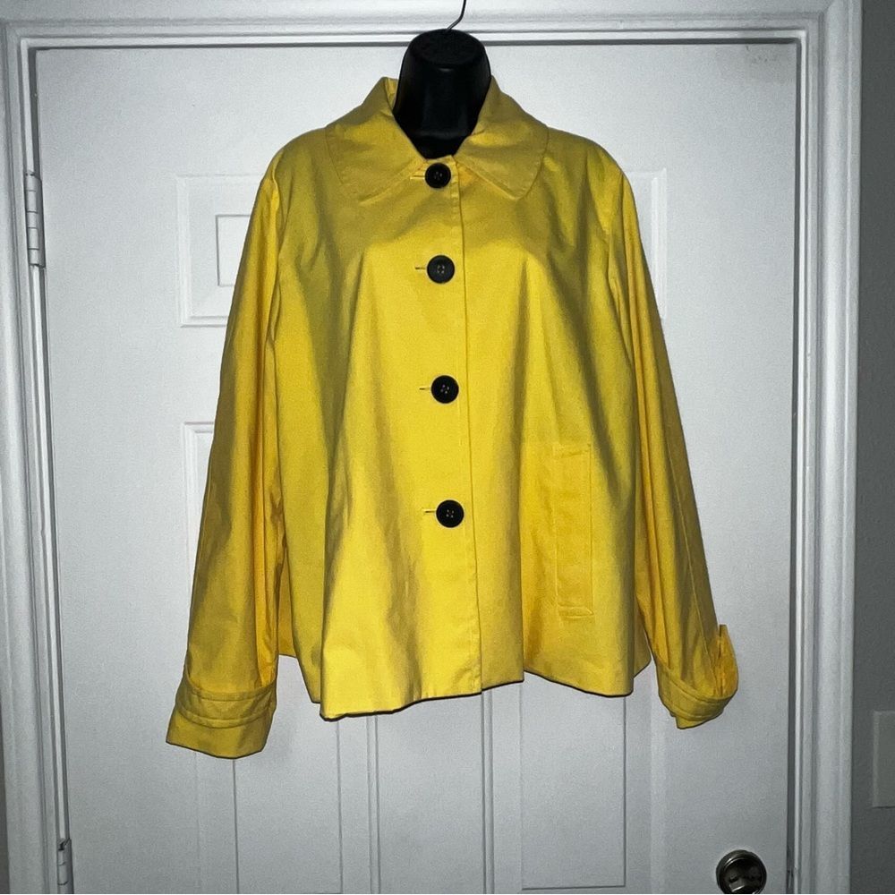 Chaps Ralph Lauren Yellow Long Sleeve Trapeze Swing Coat Large Buttons XL